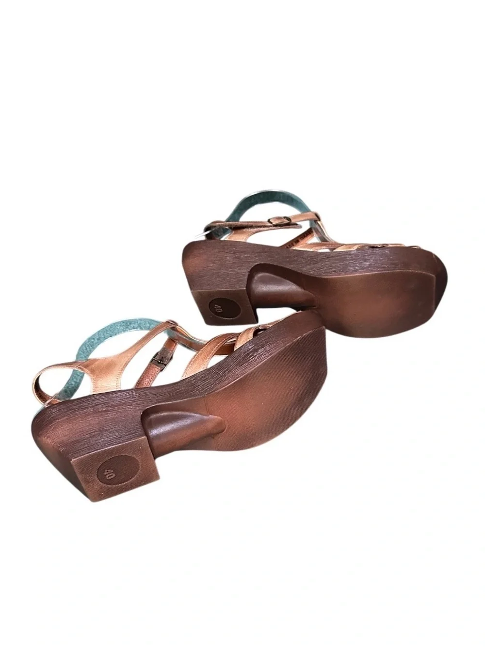 Jafa T Strap Platform Sandals Burnished Camel/tan Size US 9/ EUR 40 In Near EUC